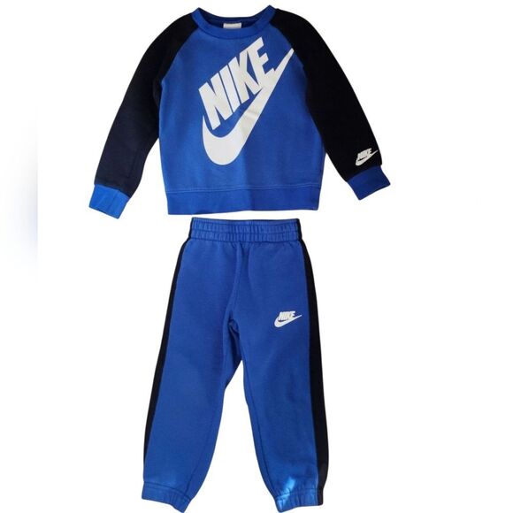 Nike Kids Blue and Black Crewneck Sweater And Matching Pants Set - Picture 1 of 4
